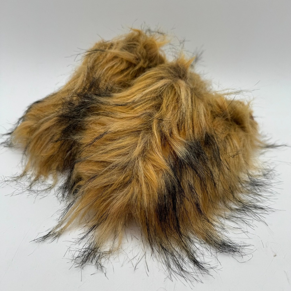 Brown Black Shaggy Furry Slippers Size 8-9 Plush Closed Toe Slip On House Shoes